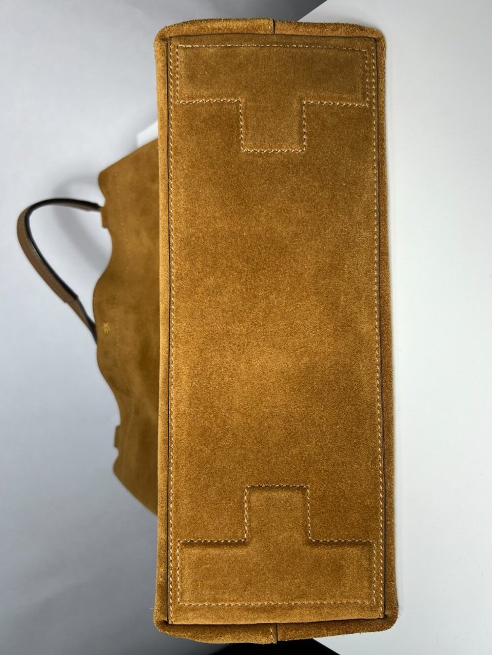 TORY BURCH Farrah Suede Tote Bag - Classic Brown/Tiramisu with Gold Hardware - Picture 8 of 10